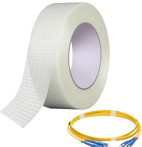 Bansusu 1 Inch Wide Long Extra Strong Heavy Duty Anti Crack | Waterproof Adhesive Cricket Cross weave Reinforced Tape Transparent Bi-Directional Filament Strapping Tape