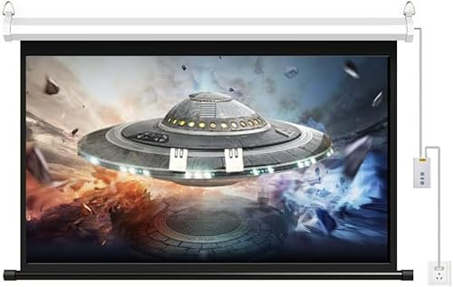 GPECTIFO Schermo di proiezione motorizzato Schermo for Film HD for Esterni/Interni Montaggio a Parete/soffitto con Telecomando(Aspect Ratio 16:9)