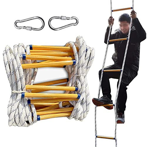 Feuerleiter, Feuerleiter aus Strick, Notleiter für Zuhause, 5,8–30,4 m, einfach einzusetzen und zu lagern, Fensterleitern mit hervorragender Tragfähigkeit,49FT/15M