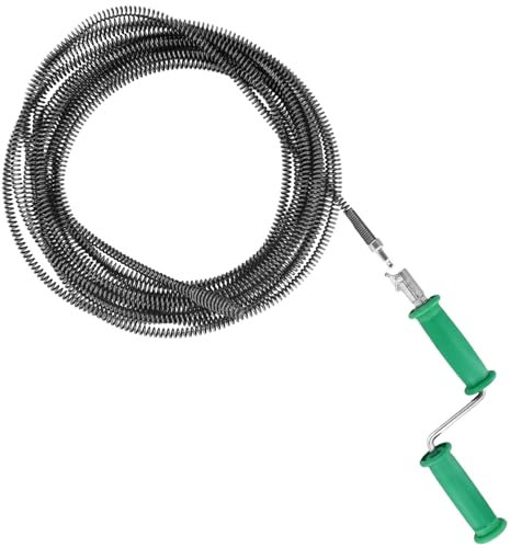 QWORK® 10M*10m Stura Lavandini e Scarichi, Spirale con Adattatori Elettrici e Manuali, in Acciaio al Manganese