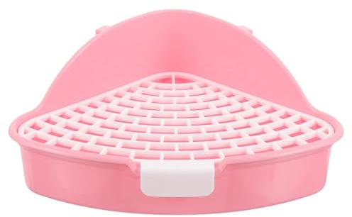 MEISO Toilettes pour lapin, toilettes pour animaux domestiques, pot d'entraînement pour hamsters, toilettes pour animaux de petite taille de triangle pour lapins, chinchilla, cavia (rose)