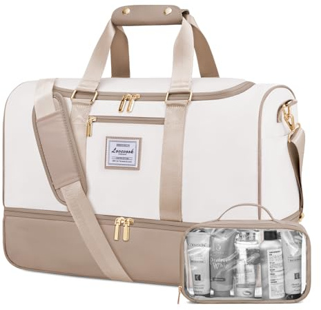 LOVEVOOK Reisetasche Handgepäck Damen, 37L Weekender Travel Duffle Carry on Bag mit Kulturtasche, Schuhfach & Nassfach, Wasserdicht Sporttasche Strandtasche, Tasche für Urlaub Flugzeug Camping