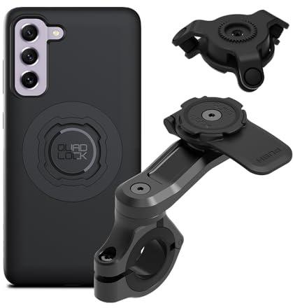 QUAD LOCK Lenker Handyhalterung PRO für Motorrad mit Vibrationsdämpfer und MAG Hülle für Galaxy S21 FE