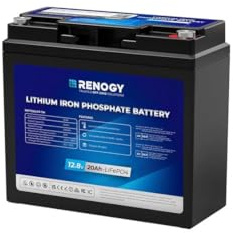 Renogy LiFePO4 Batterie au lithium 12 V 20 Ah avec protection BMS 4000 cycles + cycles de batteries à décharge profonde, batterie solaire 12 V 20 Ah pour moteur de trolling, cabine, marine