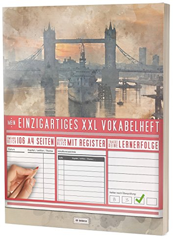 Mein Einzigartiges XXL Vokabelheft: 100+ Seiten, 2 Spalten, Register / Lernerfolge auf jeder Seite zum Abhaken / PR101 Englisch Vintage / DIN A4 Softcover