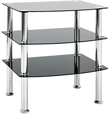 HAKU Edelstahl Beistelltisch Glasplatte schwarz - silbernes Gestell Sofatisch modern Couchtisch Sicherheitsglas - Maße: B 54 x H 59 x T 45 cm; Stye: Modern