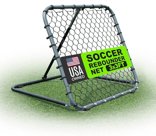 QuickPlay Pro Soccer Rebounder Net 3x3 - Ball Rebounder Soccer Net, Heavy Duty Adjustable Angle, with Galvanized Steel Frame & Rubber Feet, Soccer Training Equipment for Grass, Turf & Indoors