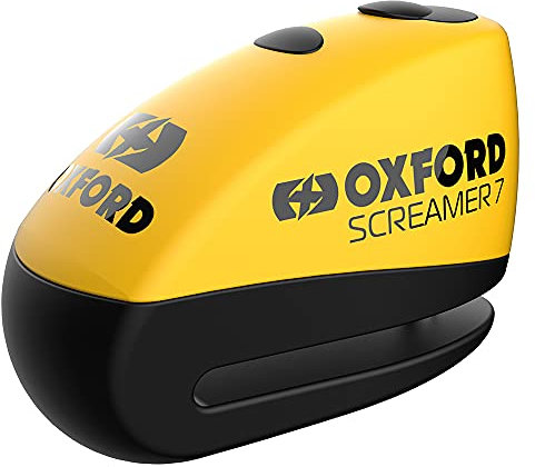 Oxford LK290 Screamer XA7 Motorcycle Security Alarm Disc, Yellow Matt Black, 7mm Locking pin