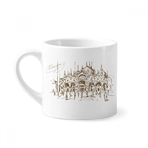 DIYthinker The Venetian Church Venetian Mini Coffee Mug White Pottery Ceramic Cup With Handle 6oz Gift