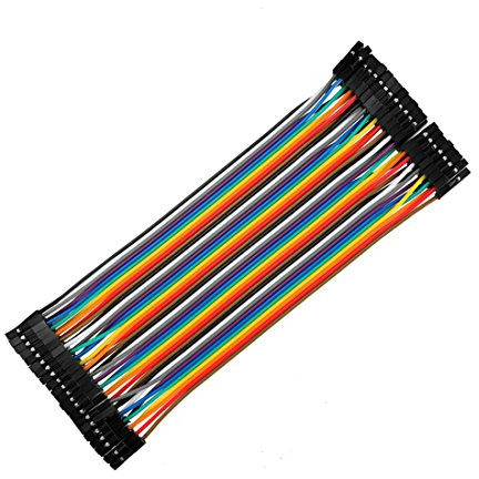 Sourcingmap Female to Female 40Pin Breadboard Jumper Wire 2.54mm Asphalt Ribbon Cable 21cm Long