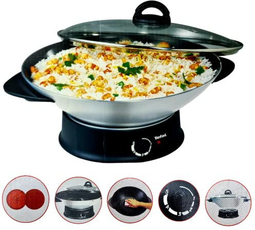 Tefal WO 3000 SI - Wok con Tapa de Cristal (1200 W)
