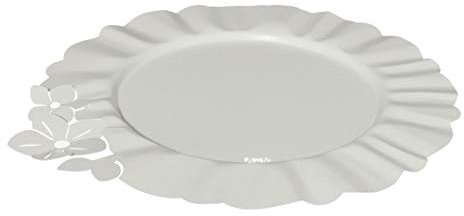 ARTI E MESTIERI 0VA3352C158 Sottopiatto A Tema Floreale Fior di Loto Colore Bianco Marmo (2 Pz) Made in Italy