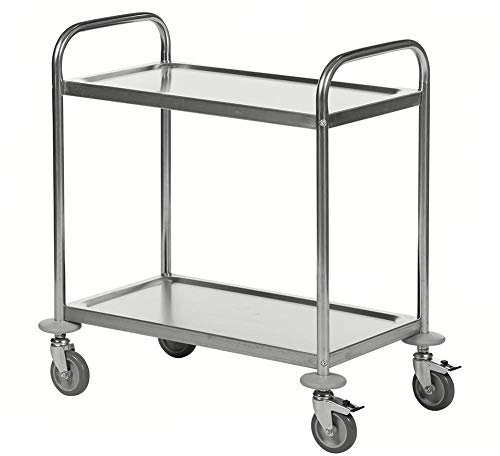 Edelstahl-Servierwagen mit 2 Böden 710 x 400 x 805 mm, Traglast: 100 kg, C2