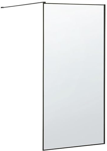 Paroi de Douche Italienne en Verre Trempé Transparent et Cadre en Aluminium Noir 100 x 190 cm pour Salle de Bain Moderne et Minimaliste