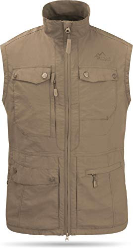 normani Sommer Outdoor Weste mit Sonnenschutz 50+ mit 9 Taschen und Netzinnenfutter Farbe Beige Größe XS