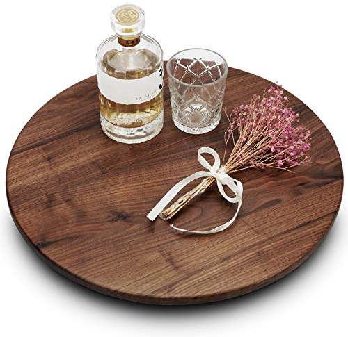 MAGIGO Plateau tournant tournant Rond en Bois de Noyer Noir 45,7 cm