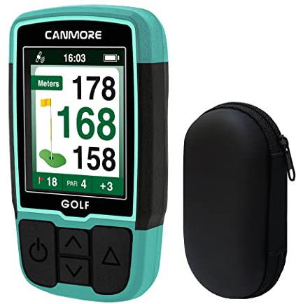 CANMORE HG200 Golf-GPS-Handgerät & Tasche – Vollfarbdisplay mit über 41.000 wichtigen Golfplatzdaten und Scorekarte, kostenlose Golfplätze weltweit, Türkis