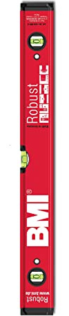 BMI Alu-Wasserwaage Robust rot (Länge 100 cm, Messgenauigkeit 0,5 mm/m, breites/hohes Profil, Gummi-Endkappen, ultraschallverschweißte Libellen) 638100PS