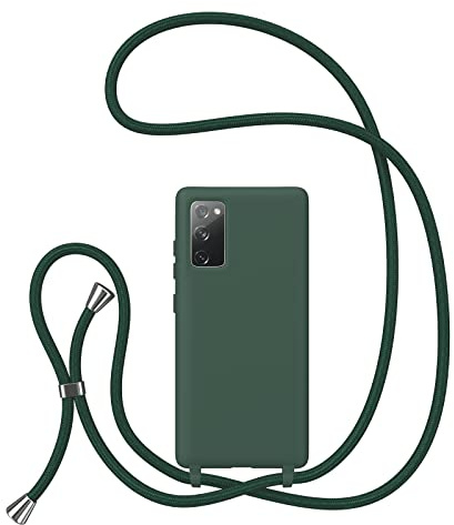 ZTOFERA Handykette Hülle Kompatibel mit Samsung Galaxy S20 FE 4G/5G, Liquid Silikon Handyhülle mit Umhängeband, Schutzhülle mit Band Kordel zum Umhängen Necklace Hülle für Samsung S20 FE, Grün