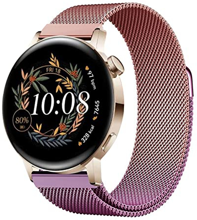 ZHIYONG Gradient Armband Kompatibel mit Huawei Watch GT3 42mm Armband, Metal Mesh Edelstahl Damen Herren Magnet für (C)