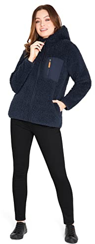 CityComfort Kapuzenpullover Damen Teddy Fleece Hoodie Flauschig Warm mit Reißverschluss (Marine, M)