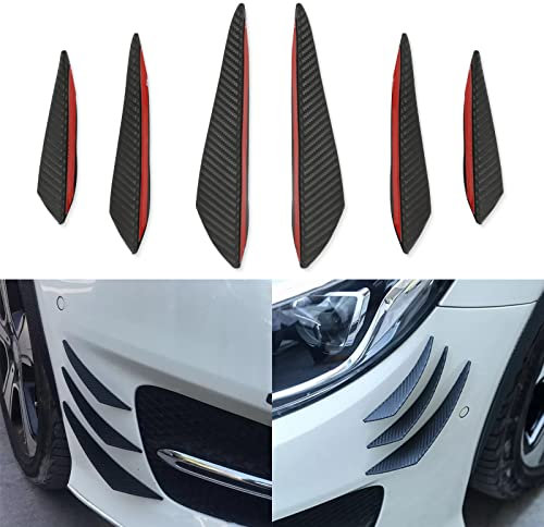 6pcs Aleron Universal para Coche Parachoques Delantero del Labio Splitter Exterior del Coche Aletas Blandas Canards para la carrocería del automóvil contra la colisión Tira, Negro de Fibra de Carbono
