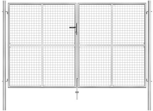 Homgoday Gartentor Verzinkter Stahl 306 x 200 cm Silbern Model144764