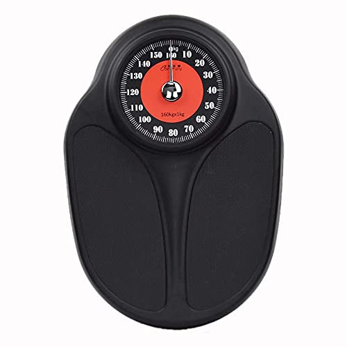 OUSIKA Báscula de baño mecánica de 160 kg, báscula de peso corporal for gimnasio en casa, sala de Yoga, farmacia, esfera analógica fácil de leer, 32,5*48*10,2 cm Balanzas ( Color : Black Plate Red Hea