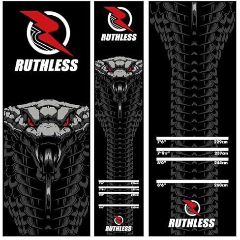 RUTHLESS Dart-Matte, strapazierfähig, rutschfest, langlebig, für Boden, Schwarz (Cobra)