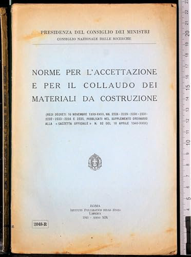 Norme per l'accettazione e collaudo dei materiali da costruzione