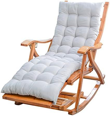 Klappbarer Liegestuhl Aus Holz, Sonnenliege Für Garten/Balkon/Terrasse, Freizeit-Schaukelliege, Liegestuhl Mit 5-Fach Verstellbarer Rückenlehne, Baumwollkissen Erhältlich,Grau,Friendly32