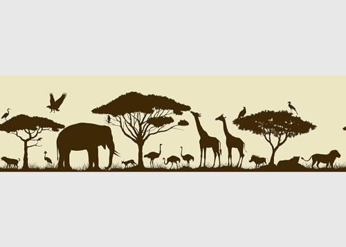 AG Design Bordura Autoadesiva Safari Caldo, AWB 8266 | Decorazione Impermeabile per Pareti, Mobili, Carte da Parati, Rivestimenti Murali, Pellicola | Larghezza 500 cm x Altezza 13,8 cm