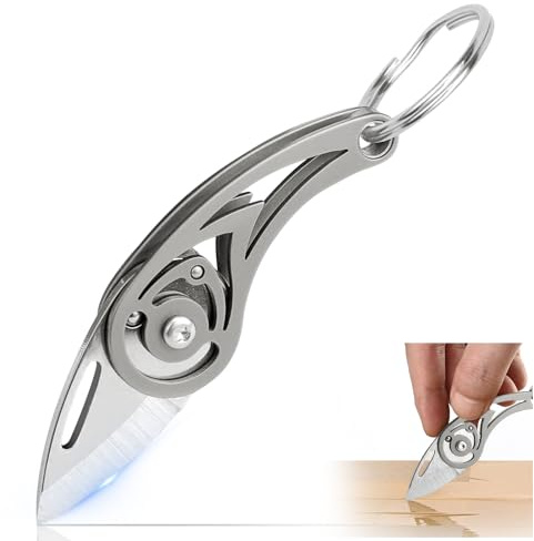 BANTI EDC Messer Klappmesser Mini Taschenmesser Klein Outdoor Camping Schlüsselanhänger Titan Messer mit Karabiner Folding Knife Brieföffner Paketöffner Geschenk für Männer