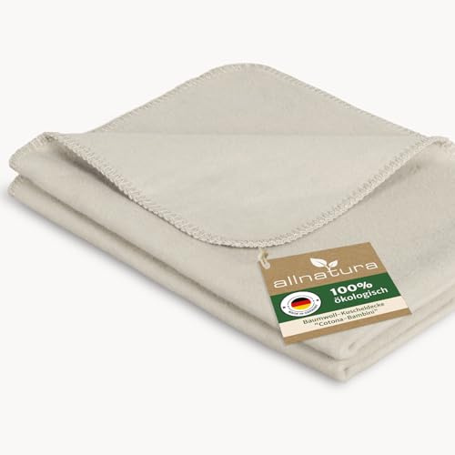 allnatura warme Kinder Sommer-Kuscheldecke COTONA-Bambini 100x150 cm Made in Germany Natur-Farben - 100% nachhaltige Bio-Baumwolle - schadstoffgeprüfte Überwurfdecke für Kinderwagen, Bett, Boden