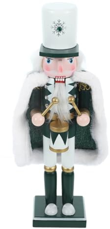 Cabilock Schiaccianoci Natalizio in Legno Statuetta di Soldato con Tamburo e Mantello Decorazione per Tavolo e Scrivania per Feste di Natale