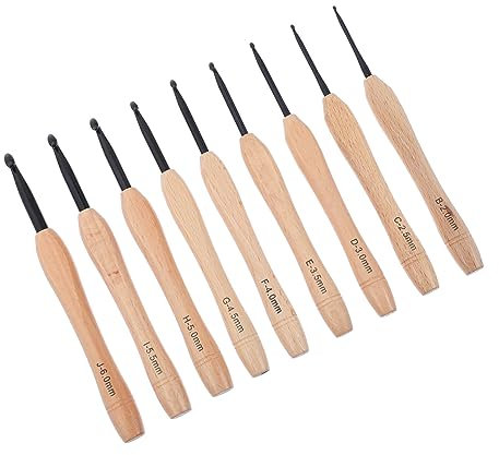 TEHAUX 9stücke Teiliges Häkelset Mit Ergonomischen Holzgriffen Bunte Aluminium-häkelnadeln Für Pullover Mützen Handschuhe Handfreundlich Für Arthritis Und Bequemes Stricken Zuhause Gesche