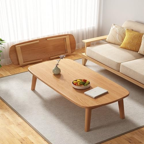 Runder Esstisch Klapptisch Klein，klapptisch Küche Balkon Klapptisch，klapptisch Holz,tischbeine Klappbar Eckschreibtisch Klein,mini Schreibtisch,japanischer Tisch Couchtisch Klappbar(Beige,120*55)