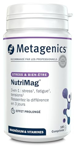 Metagenics NutriMag - Triple Action - Stress, Fatigue, Tensions - Magnésium, Vitamine D & B6, Folate - 180 comprimés