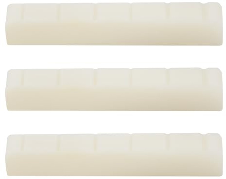 SG Store 3 Stück Sattel für 6-saitige Konzertgitarre Ungebleichter Knochen 52x6x9mm Stegmuttern für Akustikgitarre Knochen für Konzertgitarre Ersatz (Elfenbein)