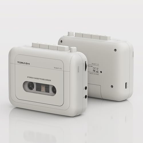 TOMASHI Cassette Player, Portable Stereo Playback, Supports External Mic and Earphone Port