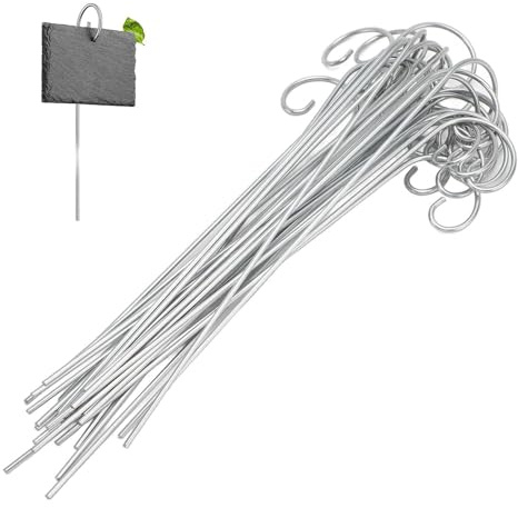 30 pcs Pflanzenetikett Haken, 200mm Gartenmarkierungen Pfahl Pflanzenschildhalter Pflanzen Etikett Kleiderbügel Garten Anlagen Schilder Pfahl Silber Planter Pflanzen Label Haken