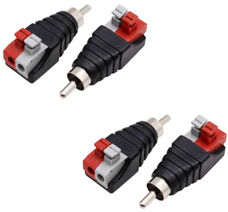 Lunpog 4 Stück RCA Cinch zu Lautsprecher Kabeladapter Subwoofer Lautsprecher Phono Cinch-Stecker zu AV 2 Schraubklemme Video Audio Federpresse Typ Balun für CCTV
