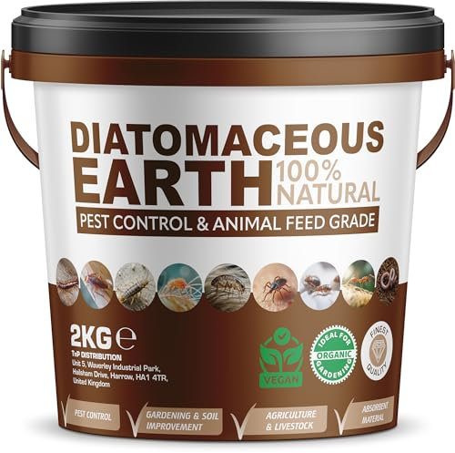 Diatomaceous Earth Powder Bucket Duster Pest Control Natural Insecticide Powder Bed Bug Killer, Mites Flea & Tick, Ant Killer, Crawling Insect Solution Non-Toxic DE Feed Grade (2kg)