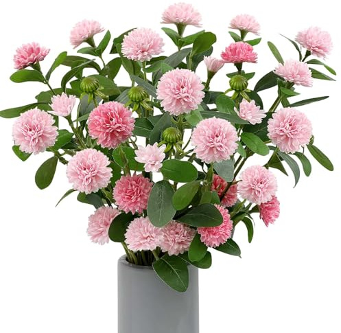 SNAIL GARDEN 2 Paquets de Fleurs Artificielles Mini Chrysanthemum en Boule, 30 Fleurs Pompon en Soie Rose Fausse Mini Hortensia, Boules de Fleurs Artificielles de 45cm pour Centre de Table de Mariage