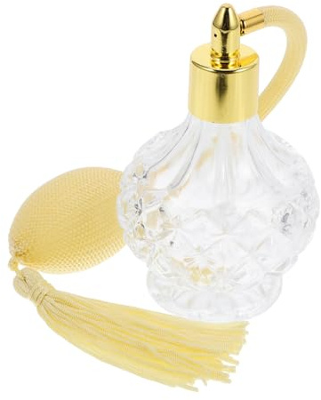 SHERCHPRY Bottiglia di Profumo in Vetro Vintage 80ml Spray Ricaricabile e Nappa Lunga, Flacone Spray per Essenze e Cosmetici, Accessorio Decorativo per Soggiorno e Camera da Colore Casuale