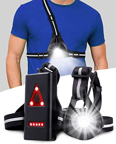 2025 Running Lights for Runners Chest Lamp – Body Torch for Runners Lights 90° Adjustable Beam Angle360° with USB Rechargeable Waterproof Taillight 3 Modes for Night Runners Jogging Dog Walking Hiking