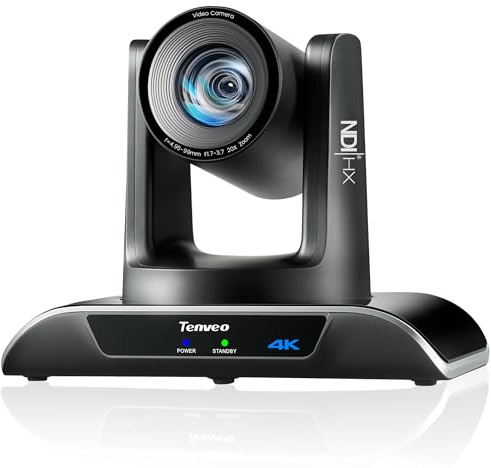 Tenveo Caméra PTZ 4K NDI avec Suivi Automatique IA, Zoom Optique 20x, USB3.0/HDMI/LAN PoE, Camera PTZ IP pour Streaming Live Église Visioconférence Diffusion Événements Youtube/OBS/vMix Livestream