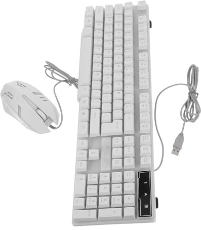 Teclado USB Cable Retroiluminado para Computadora Color Blanco | Juego de Plástico, para Escritorio y Portátil, Operación Precisa y Teclas Ergonómicas, Uso Diario