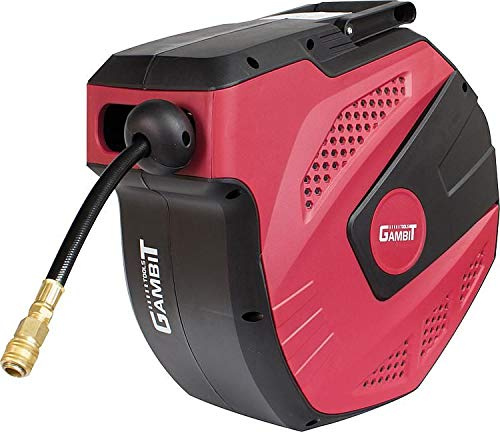 GAMBIT TOOLS Druckluft-Schlauchaufroller DLS 15, 15 m, 1/2 Zoll, 20 bar, Automatische Aufwicklung, 180° Schwenkbar