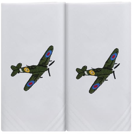 MANDITTIONS Boxed Set of Embroidered Cotton Handkerchiefs with Country or Sport Motifs